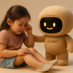 Le logo EUNO console une petite fille qui pleure